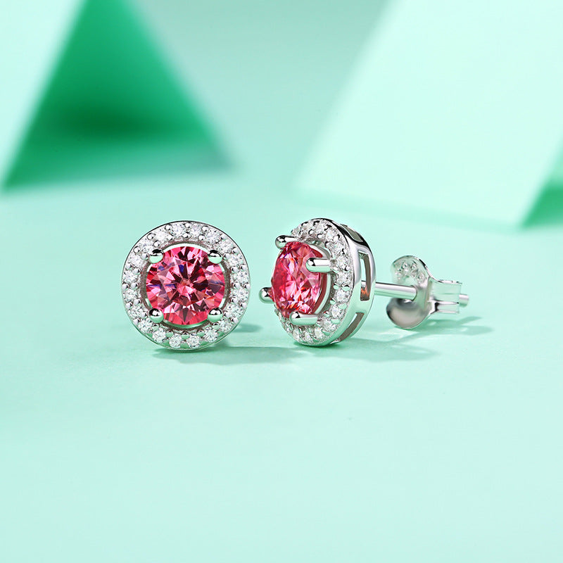 Pink Moissanite Earrings