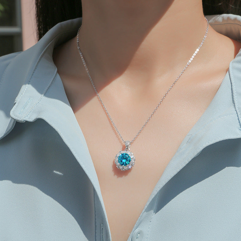 Blue Moissanite Necklace