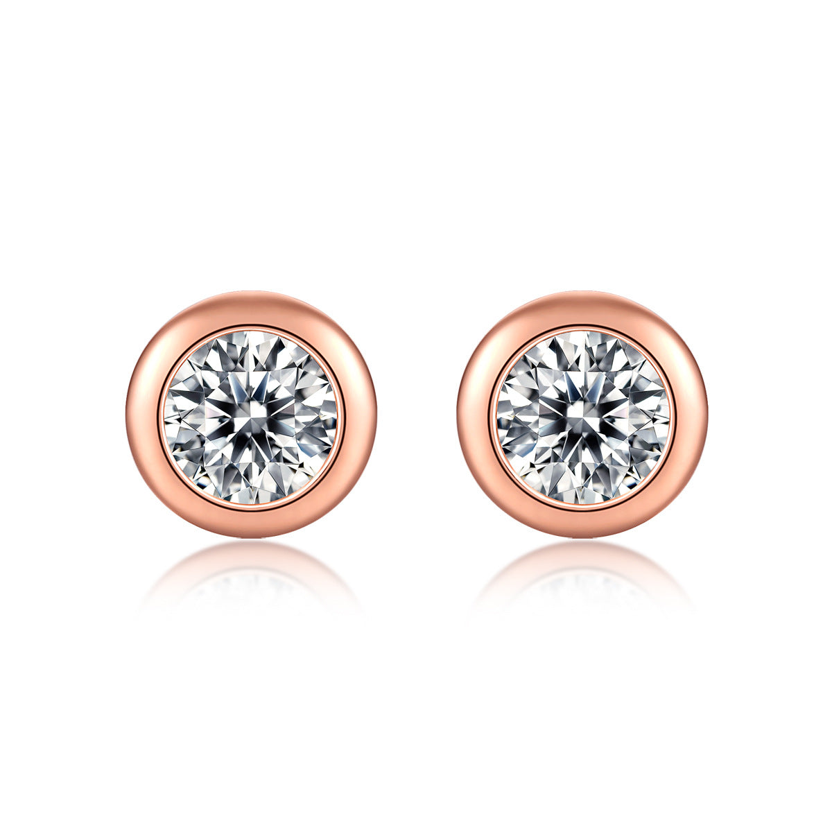 Round Bezel Stud Earrings