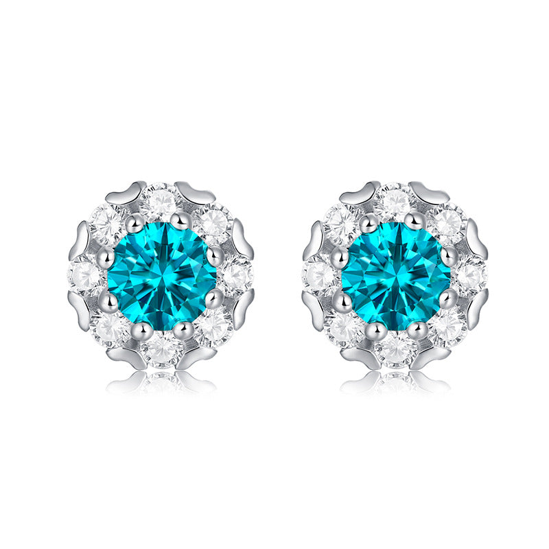 Blue Moissanite Earrings