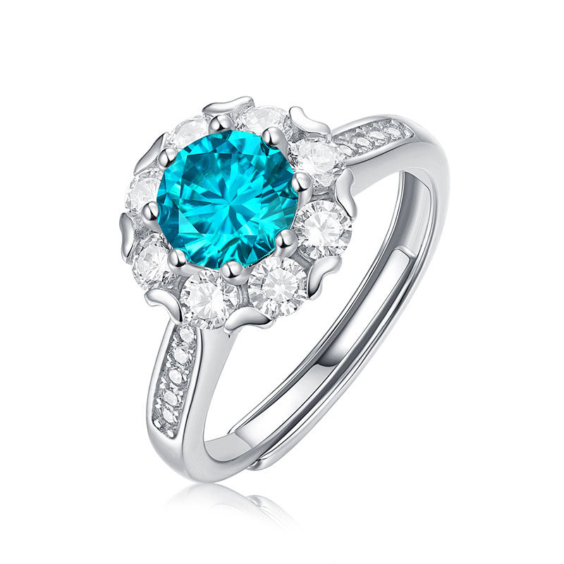 Blue Moissanite Ring