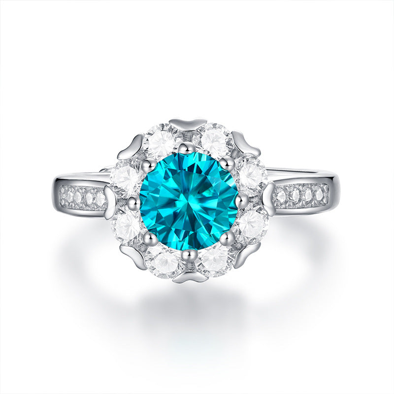 Blue Moissanite Ring