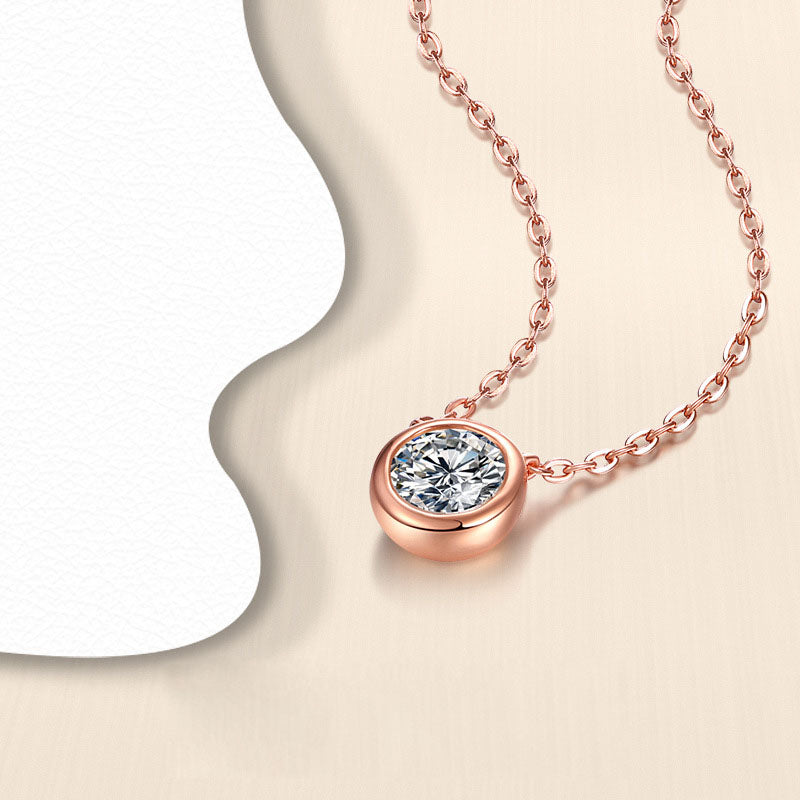 Round Bezel Stud Necklace