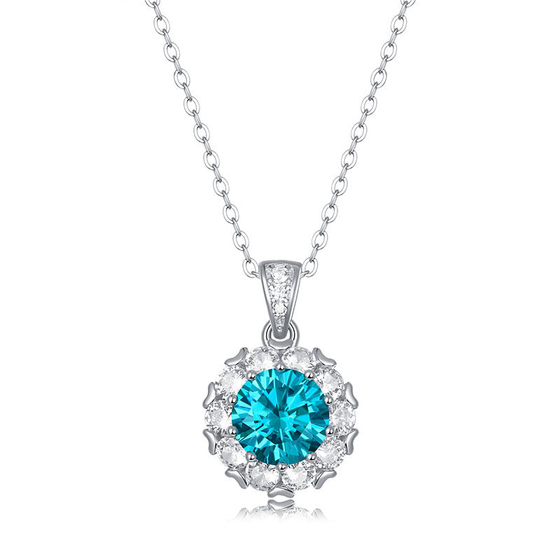 Blue Moissanite Necklace