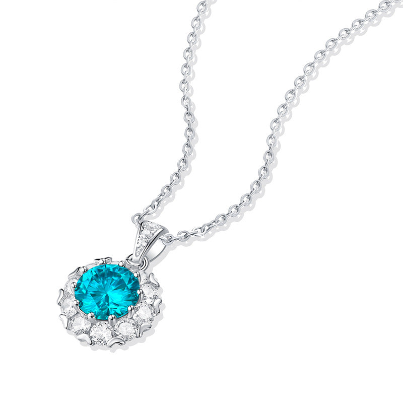 Blue Moissanite Necklace