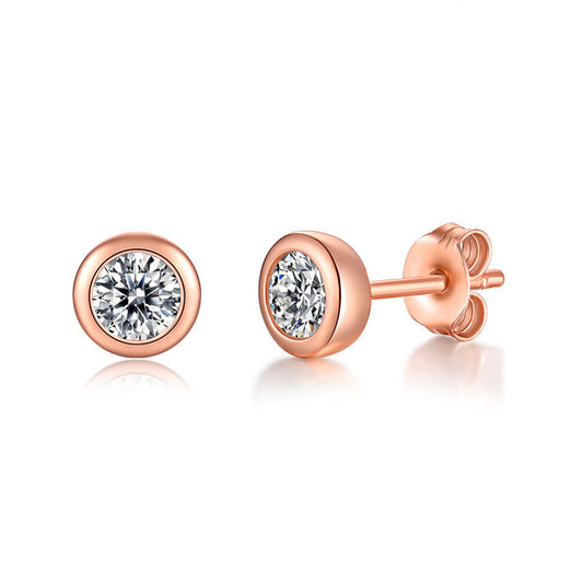 Round Bezel Stud Earrings