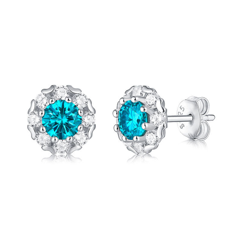 Blue Moissanite Earrings