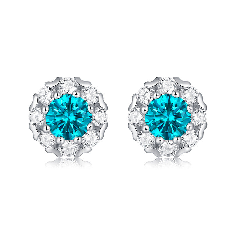 Blue Moissanite Earrings