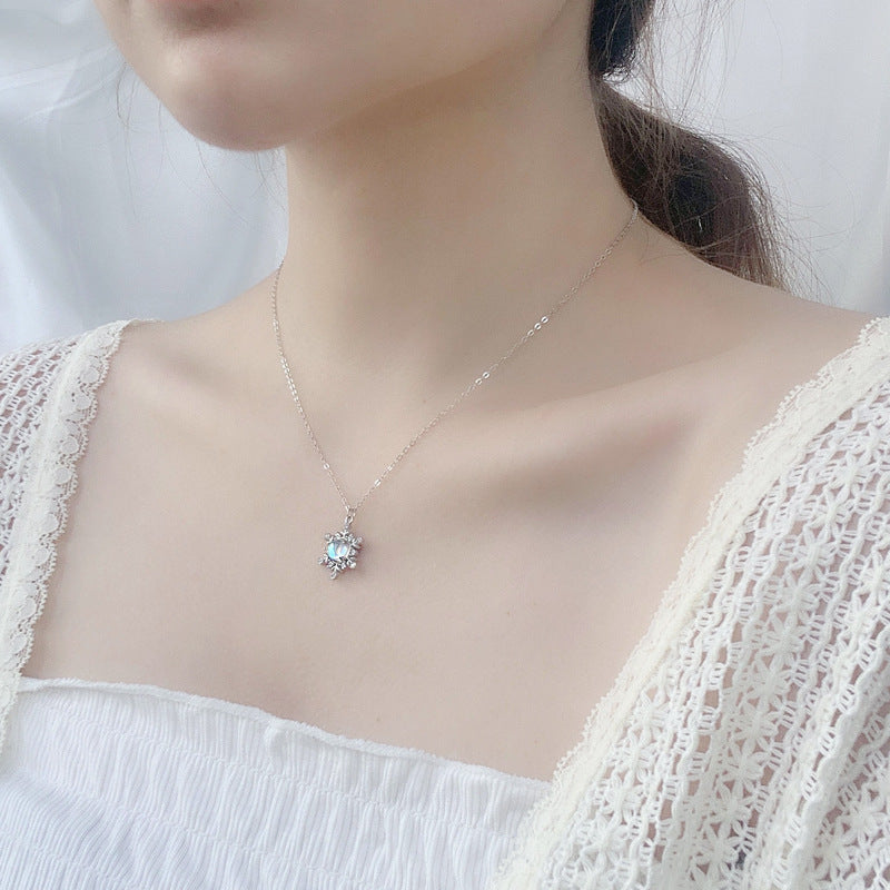 Moonstone Snowflake Necklace