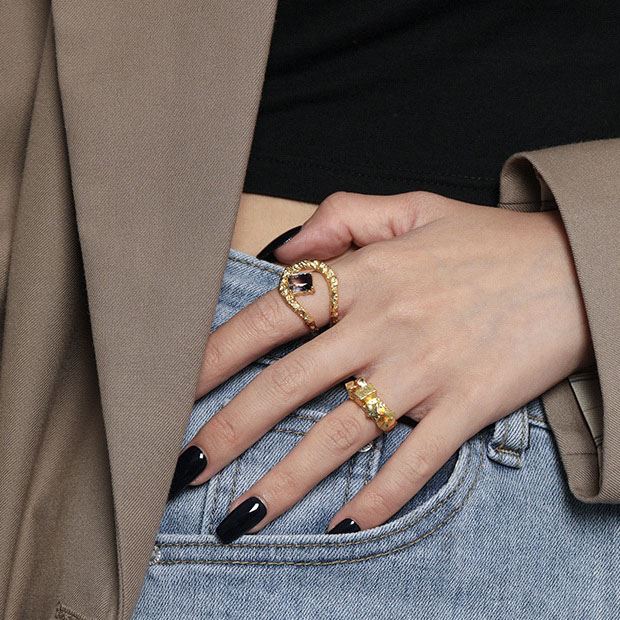 Double Curve Tourmaline Ring