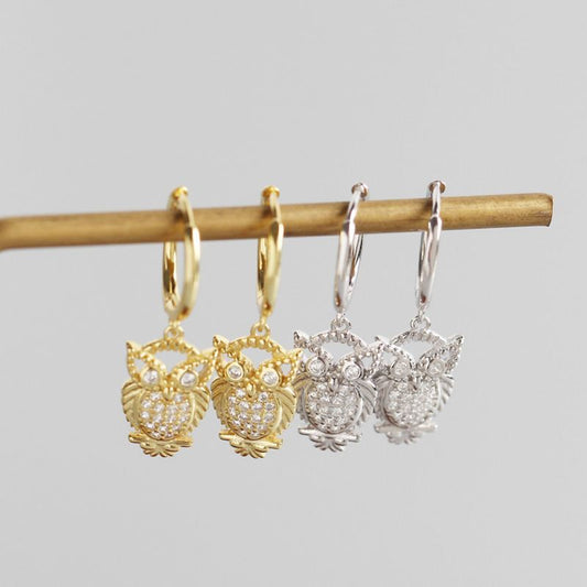 Owl Hoop Earrings